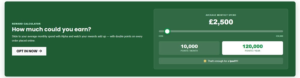 Rewards slider