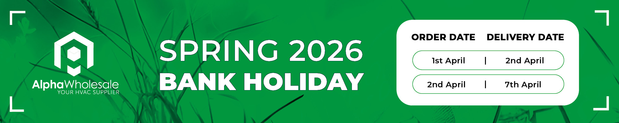 Alpha Wholesale spring bank holiday 2026 Alpha Wholesale spring bank holiday 2026